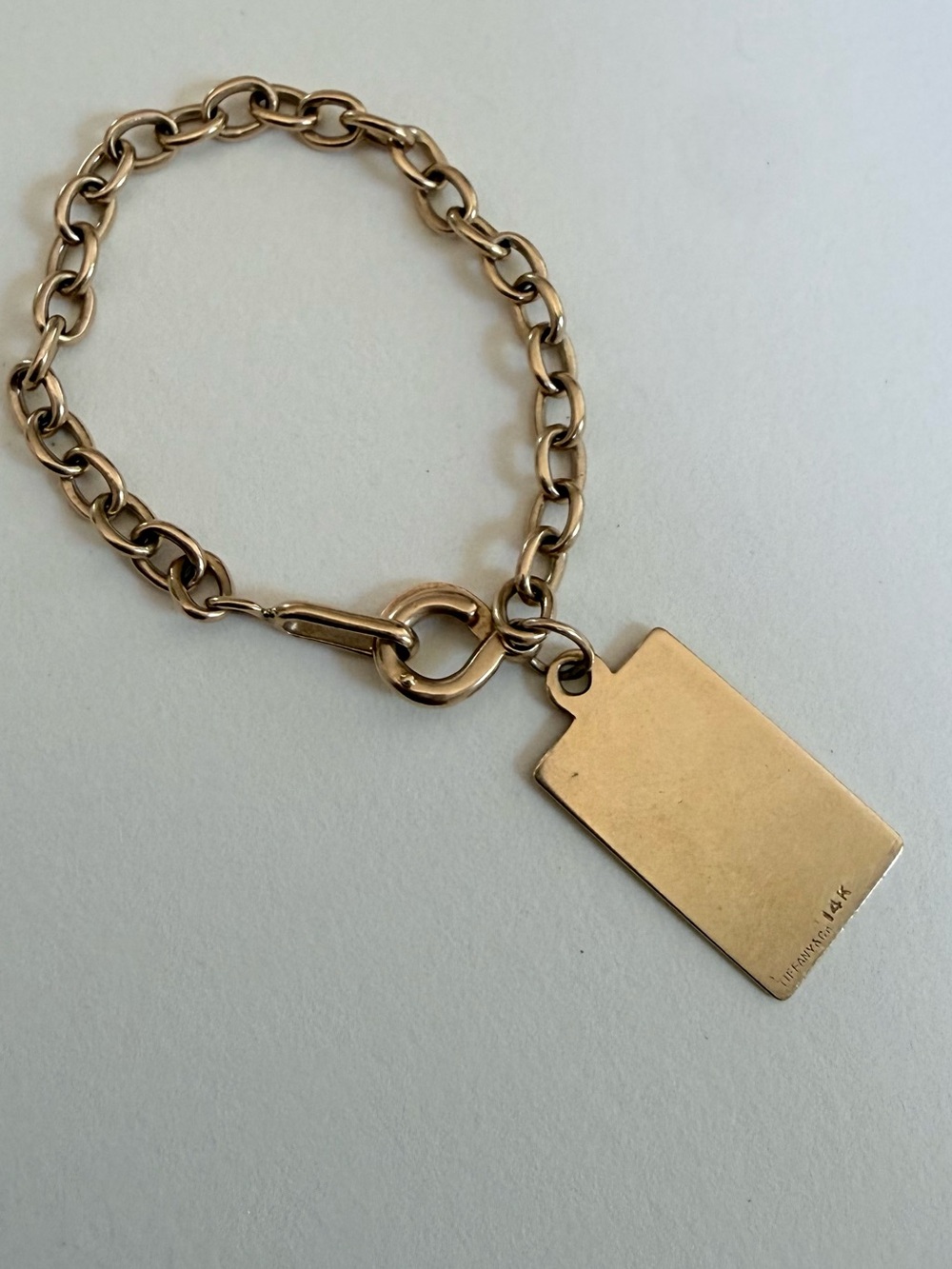 Tiffany & Co. 14k Gold Tag Cable Link Bracelet/bag charm